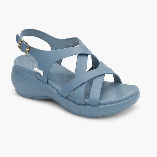 Strappy Comfort Wedge Sandals – Blue