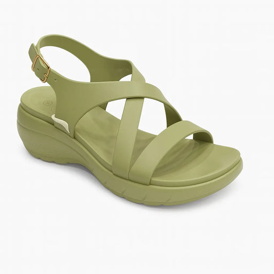 Strappy Comfort Wedge Sandals – Olive Green