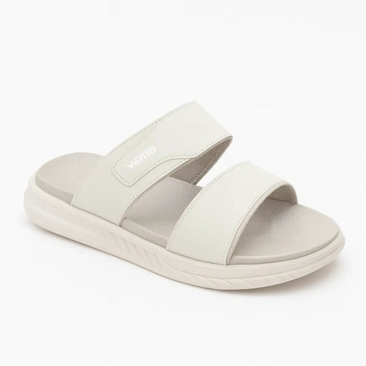 Men’s Double Strap Slide Sandals – White