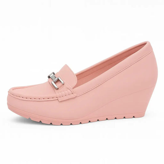 Soft Comfort Wedge Loafers – Light Pink